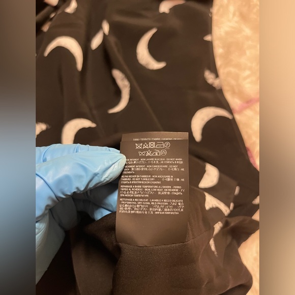 Saint Laurent Tie-Neck One-Sleeve Moon-Print Short Silk Dress - Picture 12 of 15